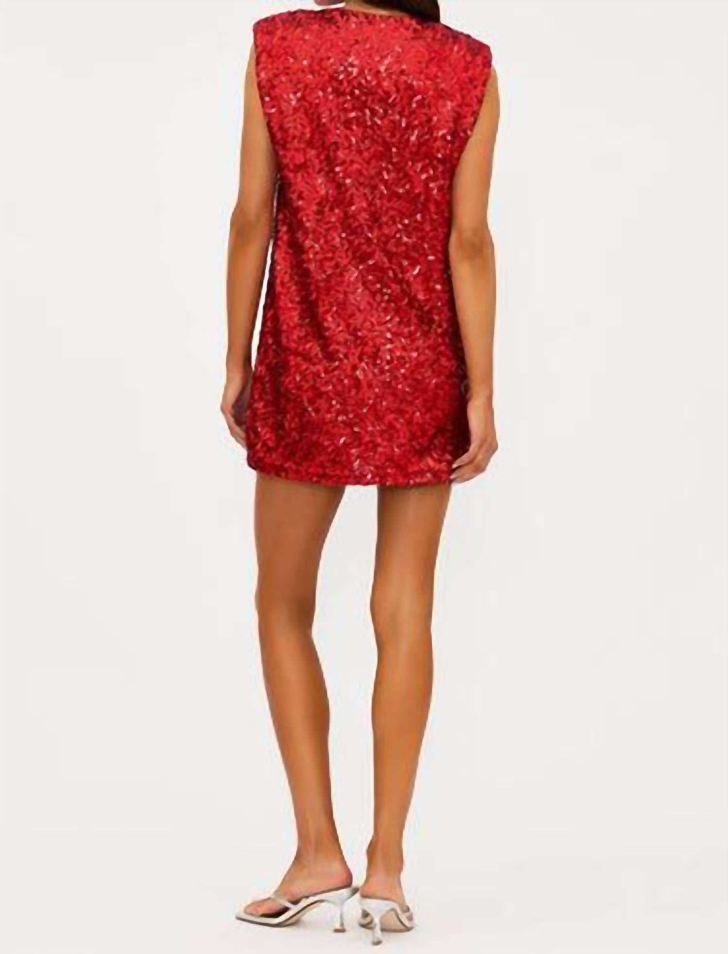 Beach Riot Mirabel Sequin Mini Dress in red - women's dress - detail view