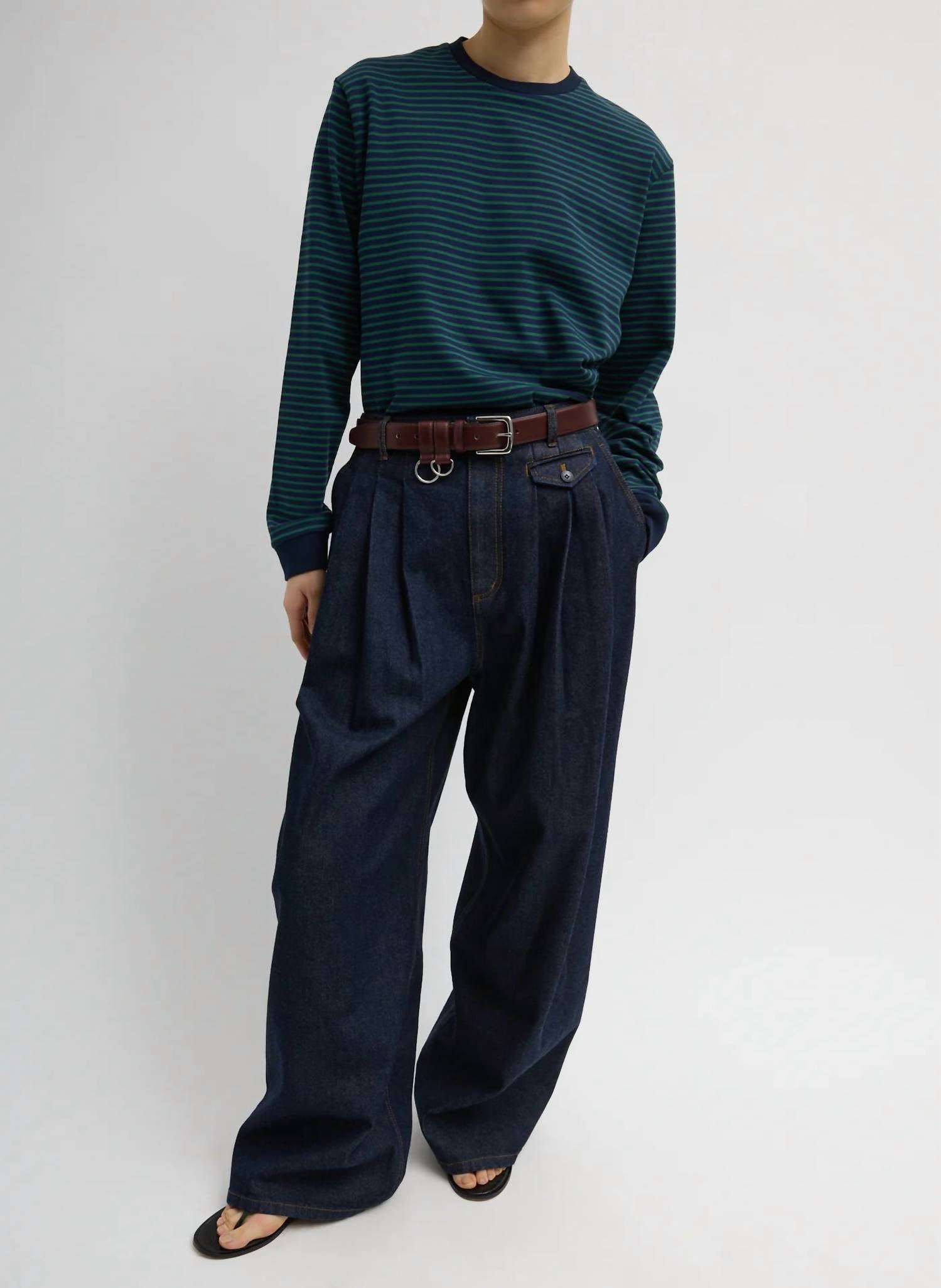 Tibi - Denim Triple Pleat Jean