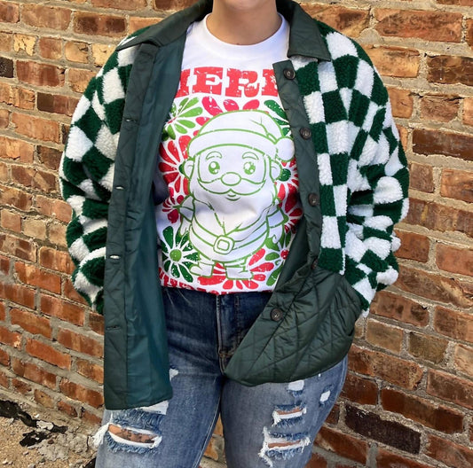 Umgee - Evergreen Checkered Sherpa Jacket