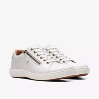 Clarks Women's Nalle Lace Sneakers in white leather - women's sneaker