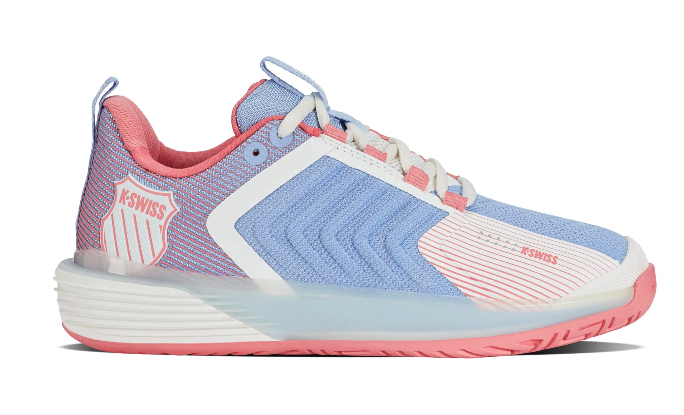 K-Swiss Women's Ultrashot 3 Tennis Shoe in bright white open air strawberry ice - women's shoe - alternate view