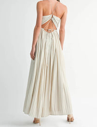 Endless Blu. - Golden Grace Wide Leg V-neck Jumpsuit