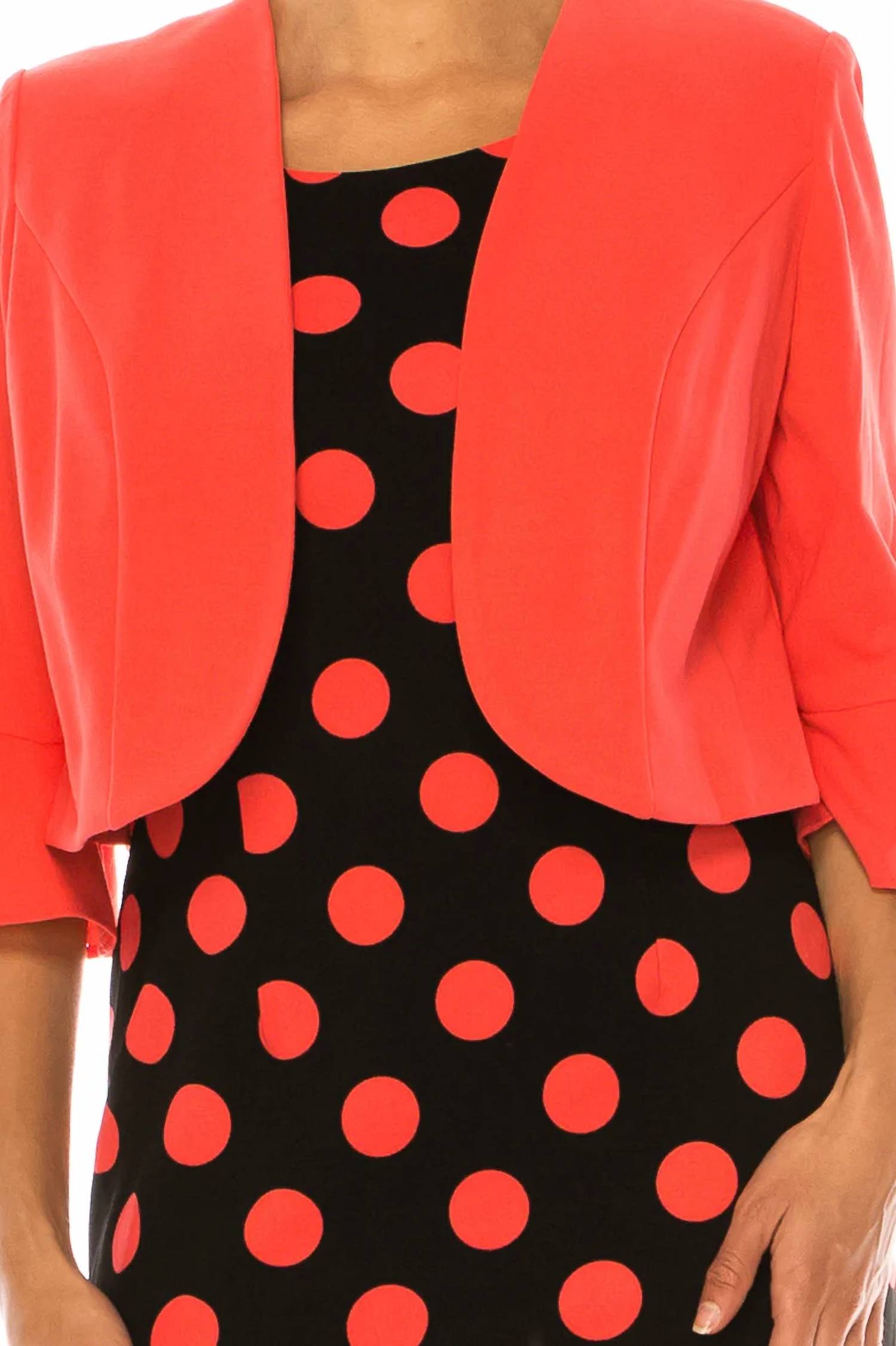 Maya Brooke - Polka Dot Pleated Hem Jacket Dress