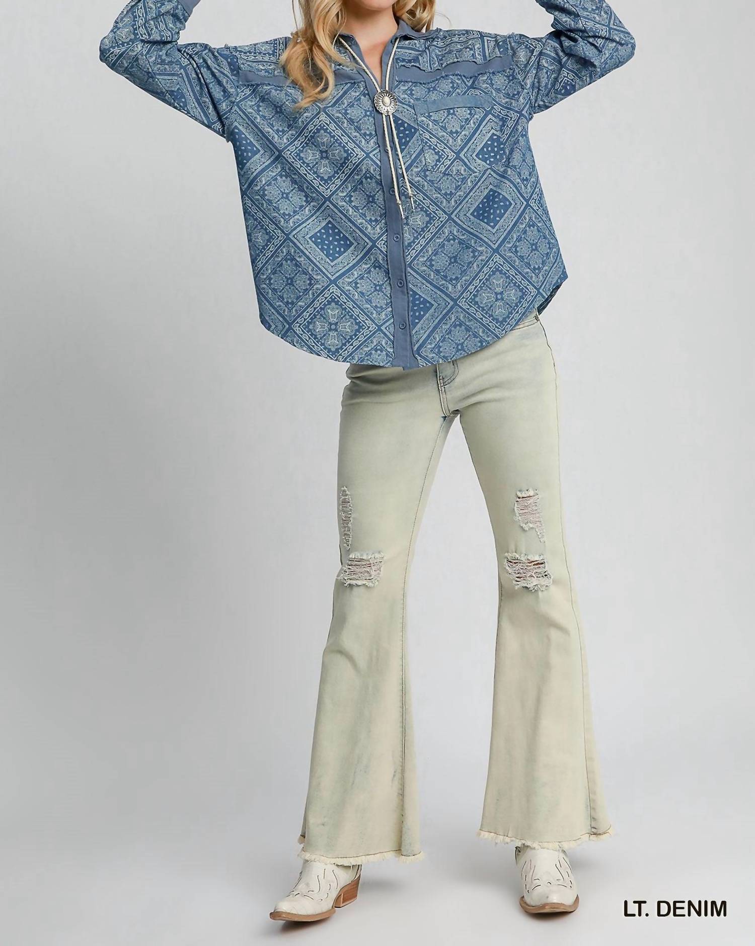 Umgee - Paisley Print Shirt Jacket