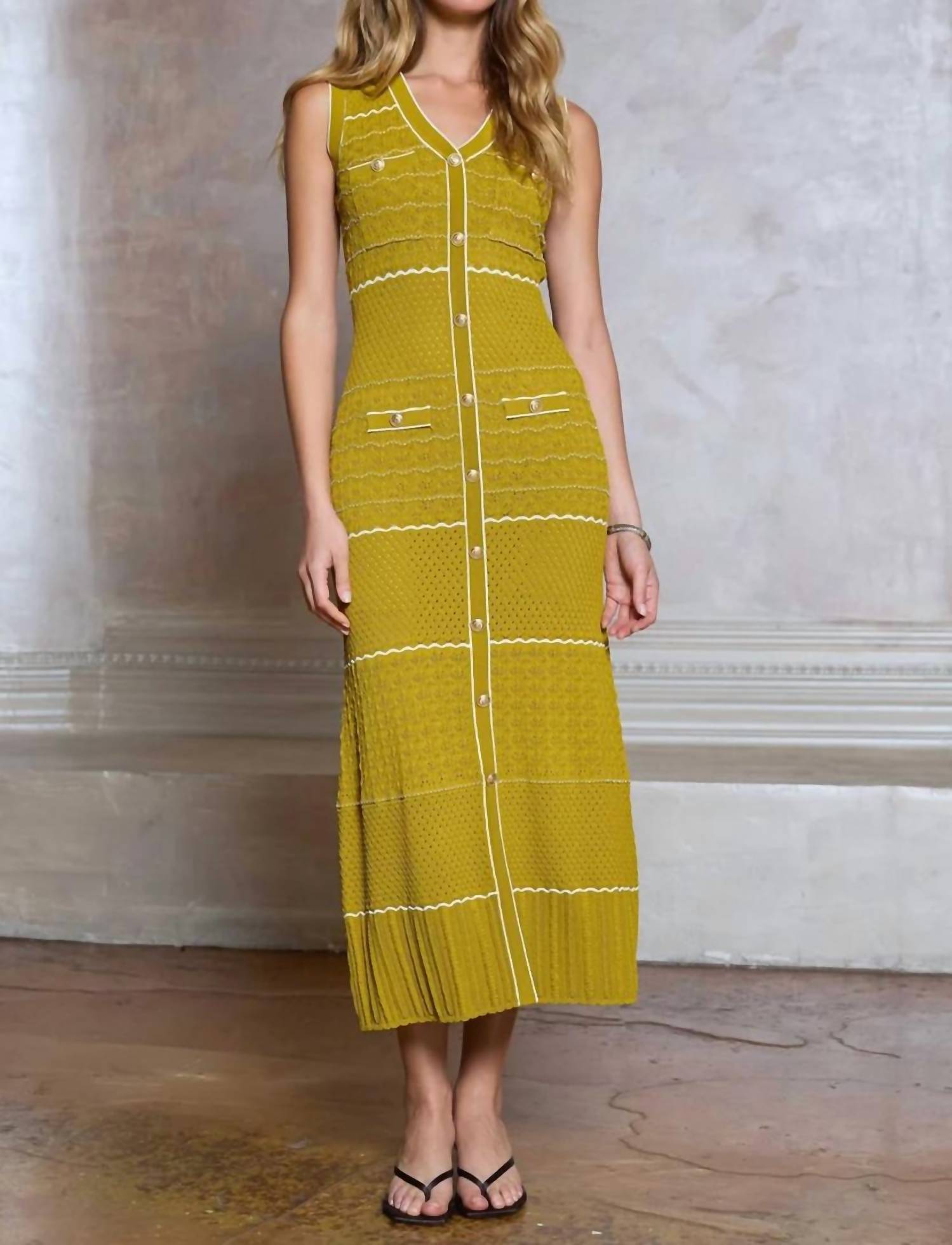 Current Air - Knit V Neck Midi Dress