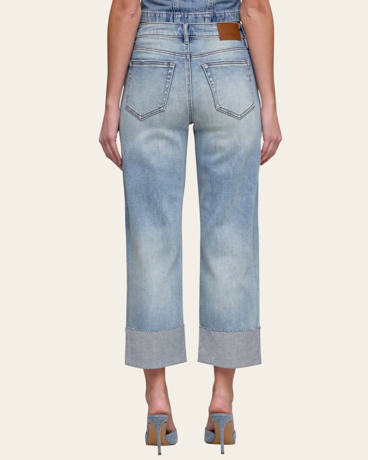 Hidden - Denim High Rise Cropped Cuffed Jeans