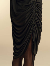 Marina Moscone - One-shoulder Asymmetrical Draped Midi Dress