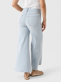 FRAME Le Palazzo High Waist Crop Wide Leg Jeans in float - women's jeans - detail view