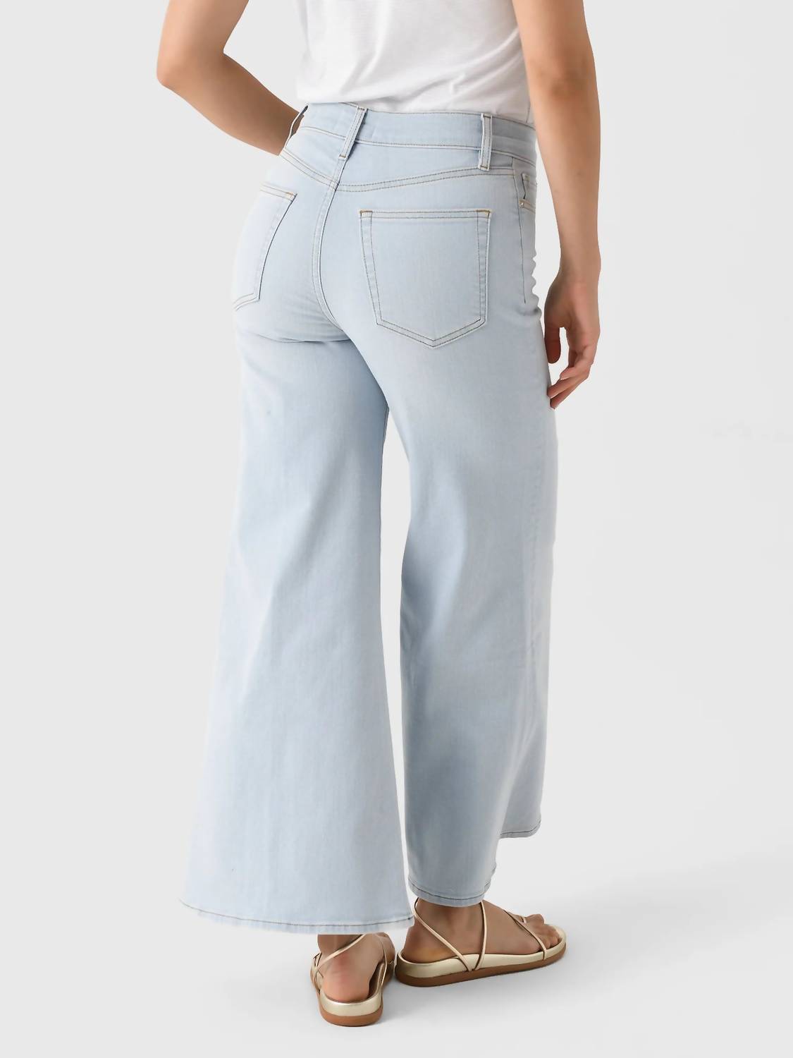 FRAME Le Palazzo High Waist Crop Wide Leg Jeans in float - women's jeans - detail view
