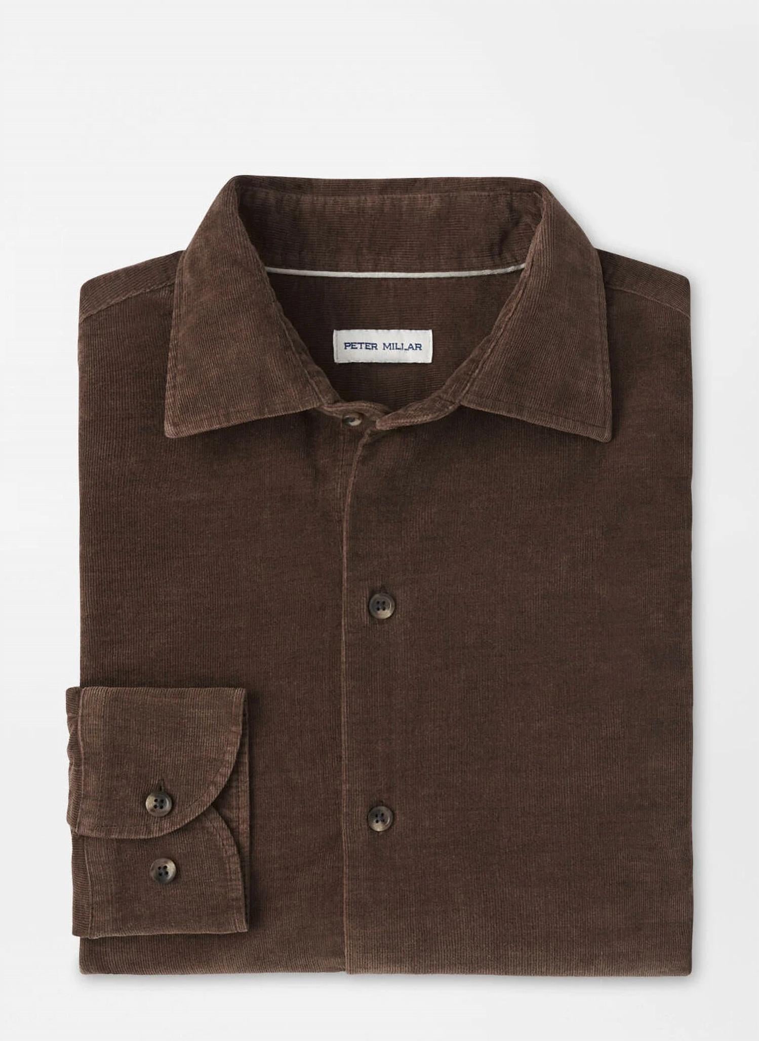 PETER MILLAR Aspen Cashmere Corduroy Shirt in french press - men's shirt - view 4