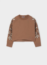 Mayoral - Girls' Embroidered Sleeve Pullover Sweatshirt