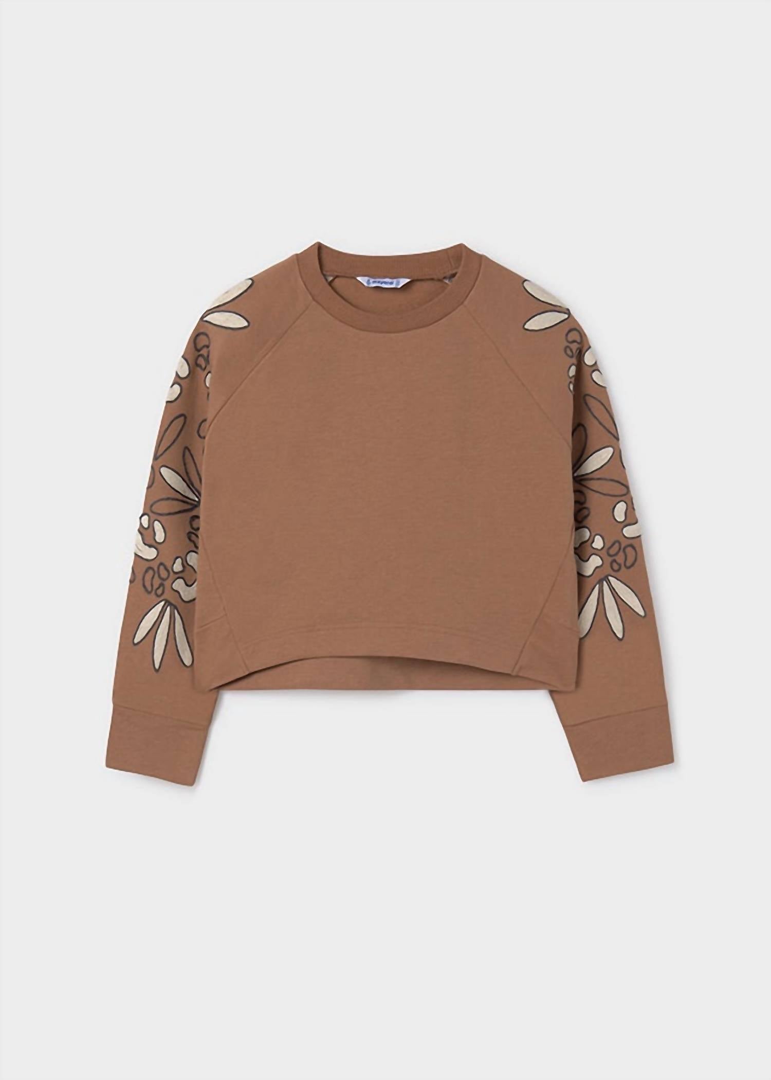 Mayoral - Girls' Embroidered Sleeve Pullover Sweatshirt