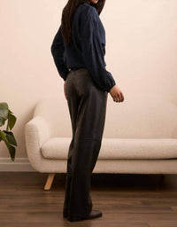 Tribal - Faux Leather Straight Leg Trousers