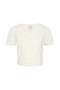 POSSE Salma Cap Sleeve Top in vintage white - women's blouse - view 4