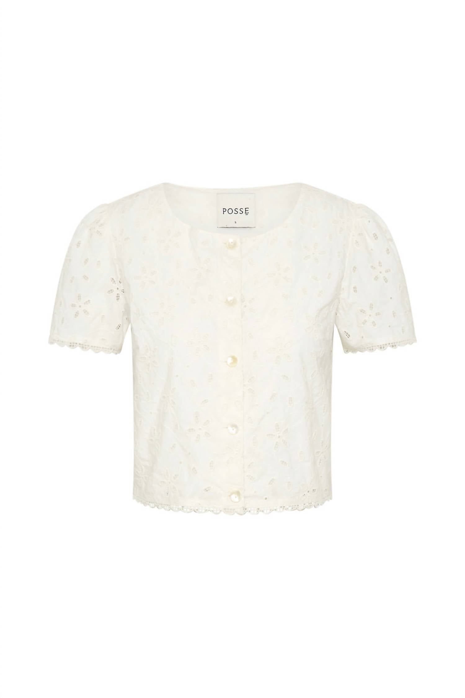 POSSE Salma Cap Sleeve Top in vintage white - women's blouse - view 4