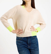 Brodie Cashmere Colour Pop Maria Cashmere V Neck Jumper in cygnet - women's sweater - view 4