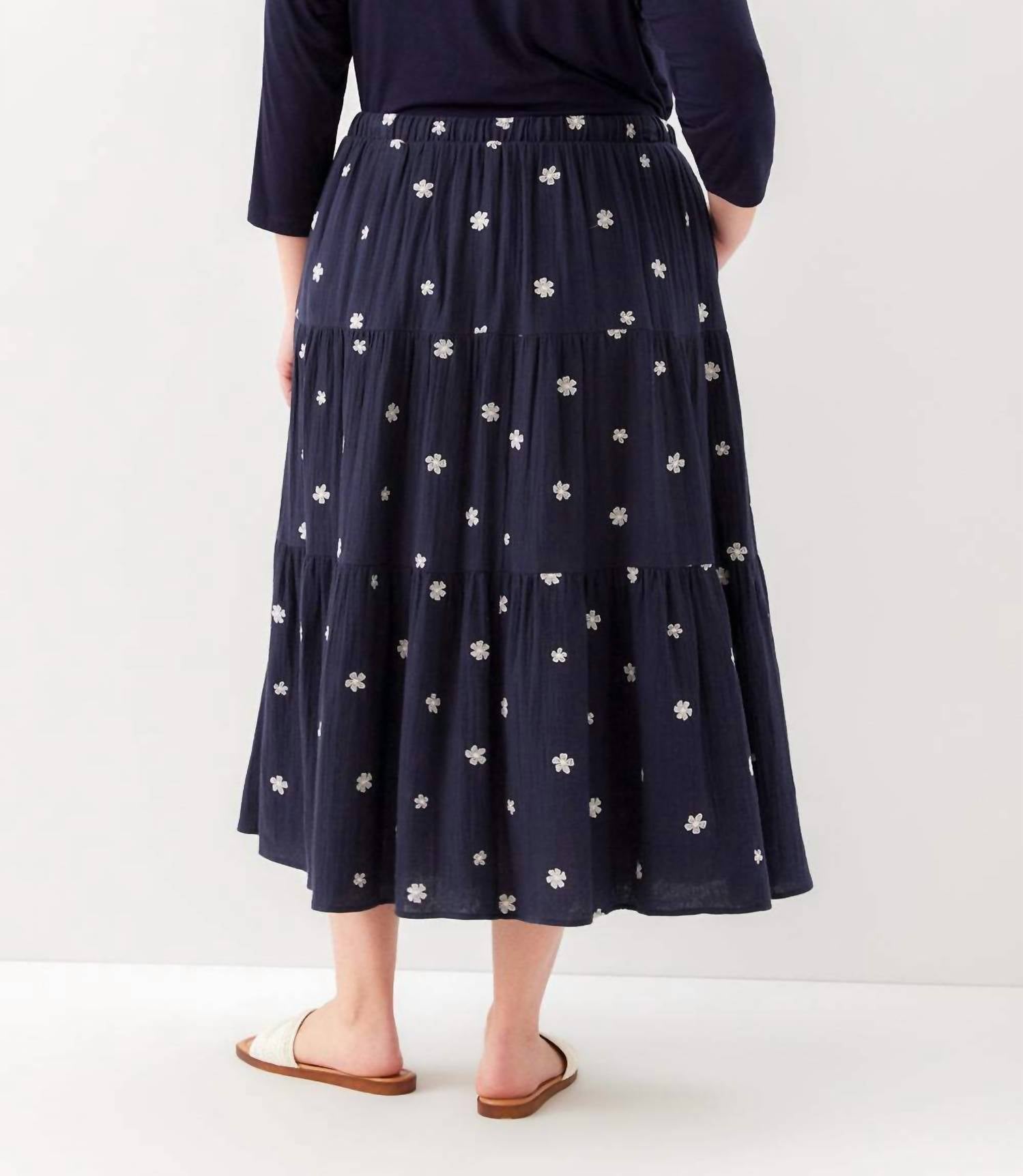 Karen Kane - Embroidered Tiered Midi Skirt - Plus