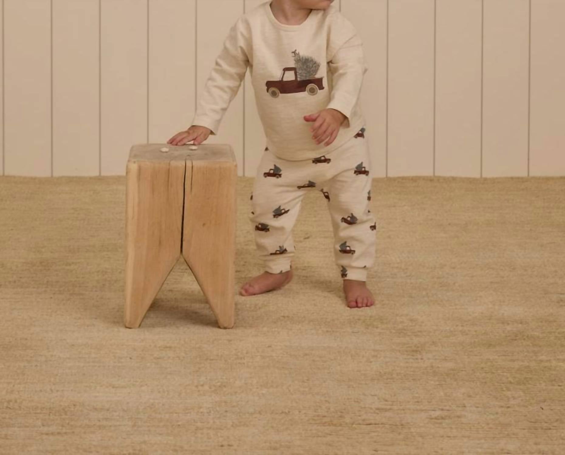 Rylee + Cru Baby's Trucks Long Sleeve Pant Set in cream - item - view 4