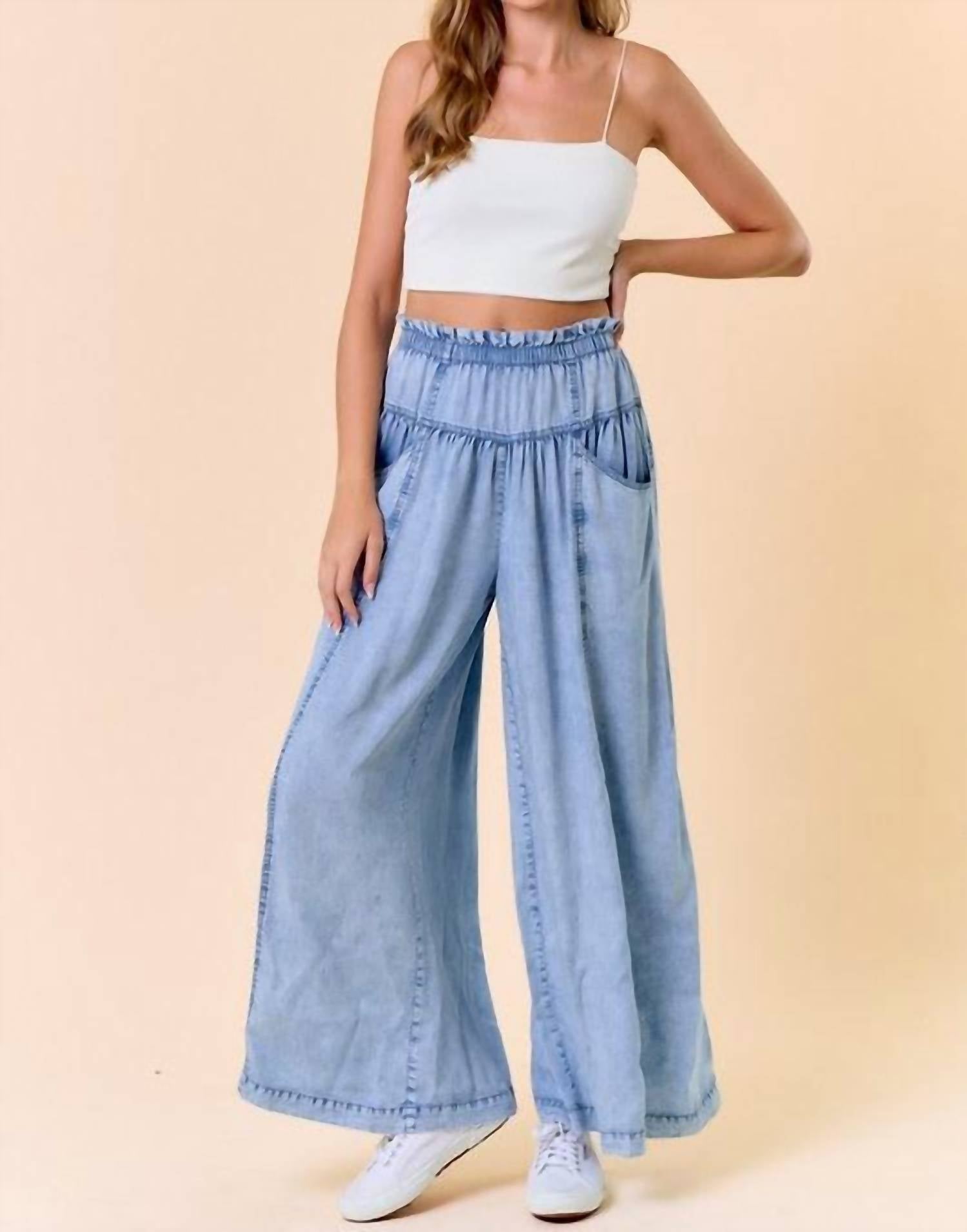 Doe And Rae - Comfort Tencel Denim Volume Wide Leg Pants