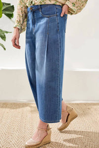 Tribal - Audrey Pleated Crop Wide Leg Jeans