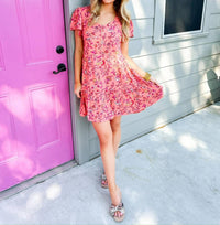 Easel - Coral Cream Dress