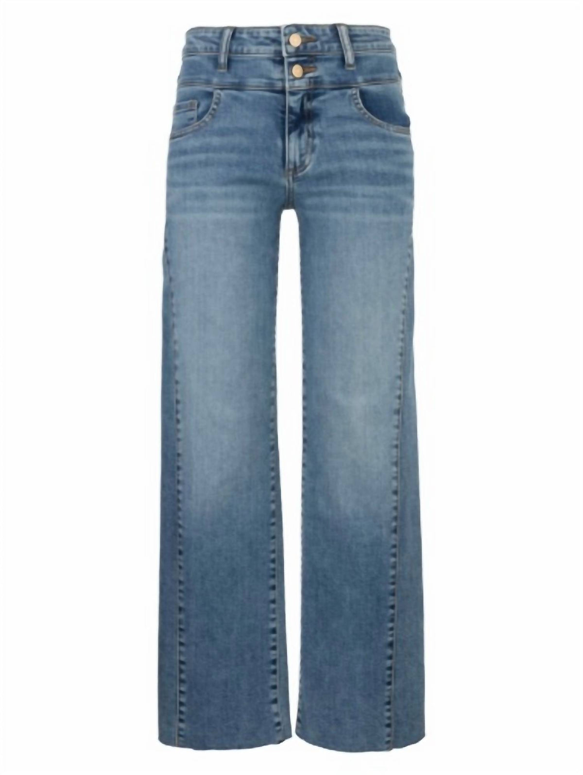Kut From The Kloth - Charlotte High Rise Wide Leg Side Inset Raw Hem Jeans