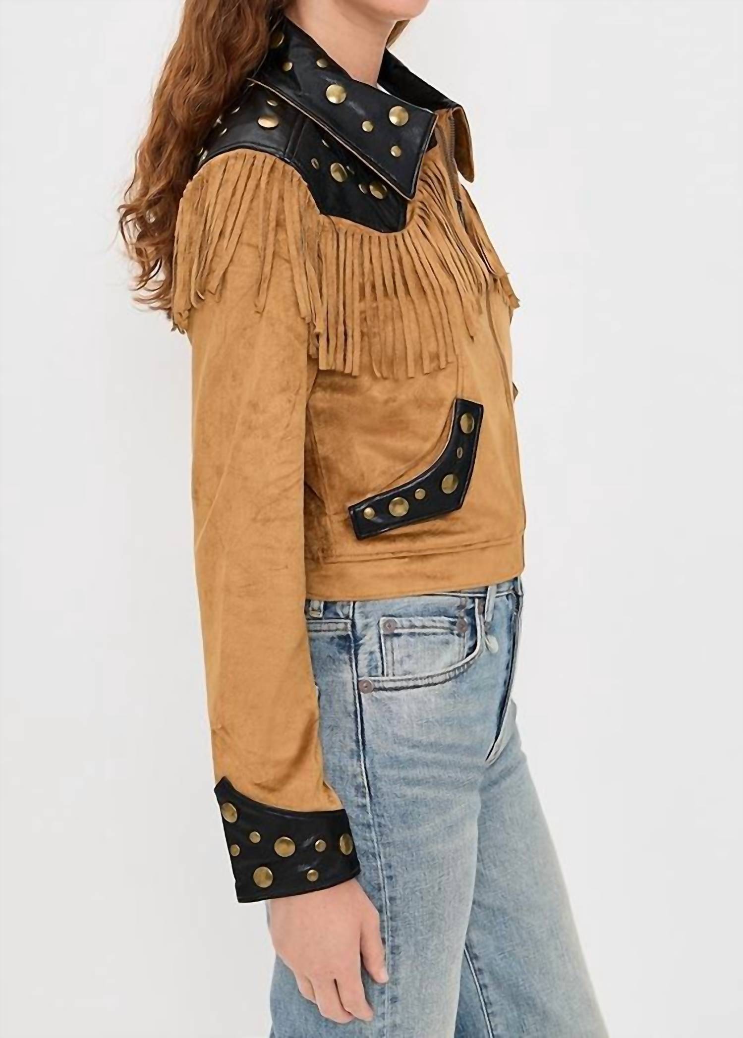 Show Me Your Mumu Wilson Faux Suede Jacket in sepia - women's jacket - alternate view