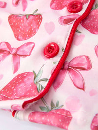 Rylee Faith Designs - Girls Strawberries & Bows Short Sleeve Shorts Pajama Set