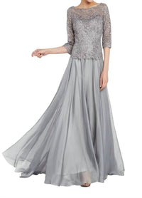 ALYCE PARIS Bateau-neck Evening Dress in pewter - women's dress