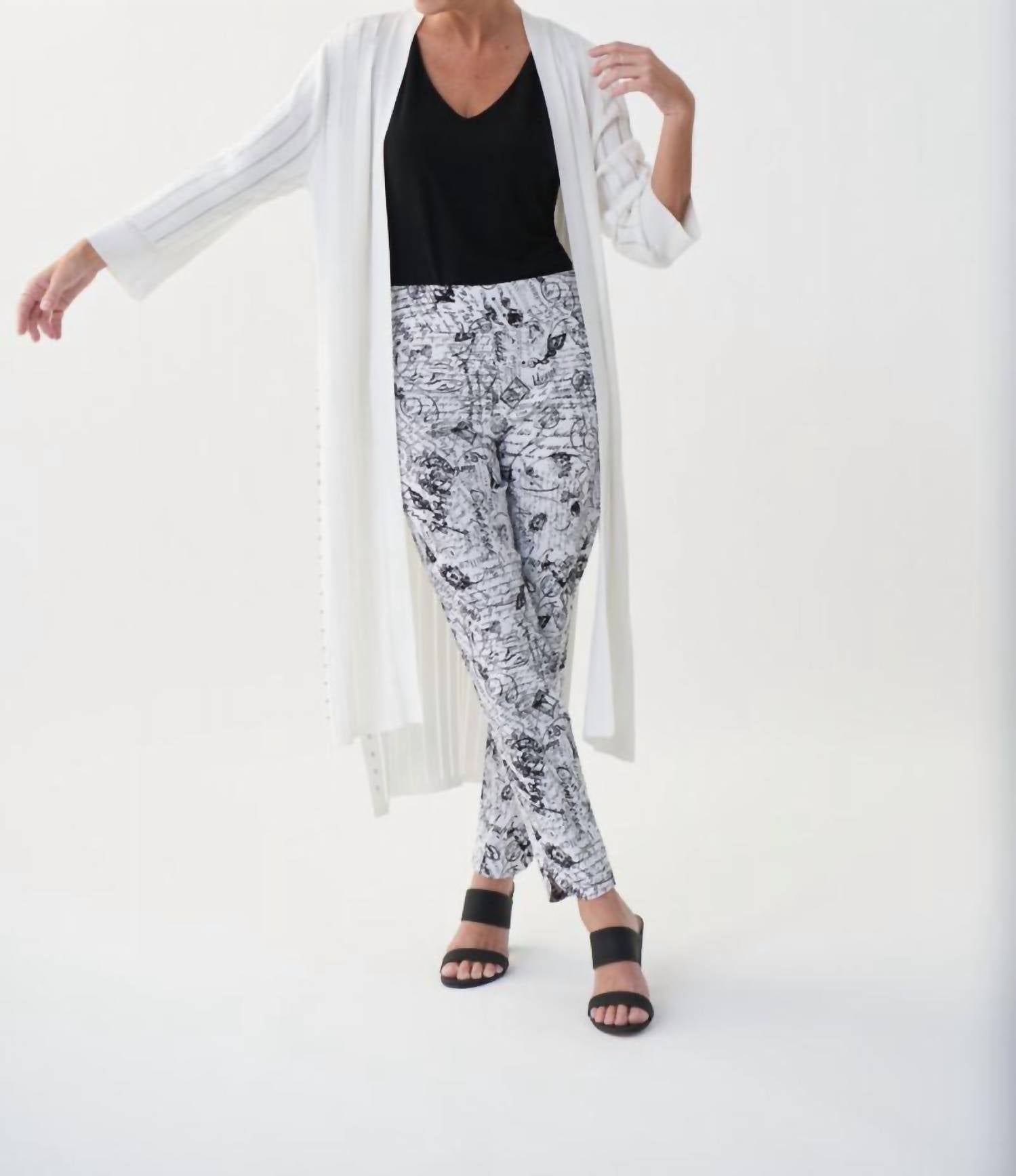 Joseph Ribkoff - Studded Open Front Long Cover-up Cardigan
