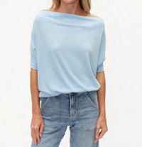 SIX/FIFTY Short Sleeve Anywhere Top in powder blue - women's t-shirt