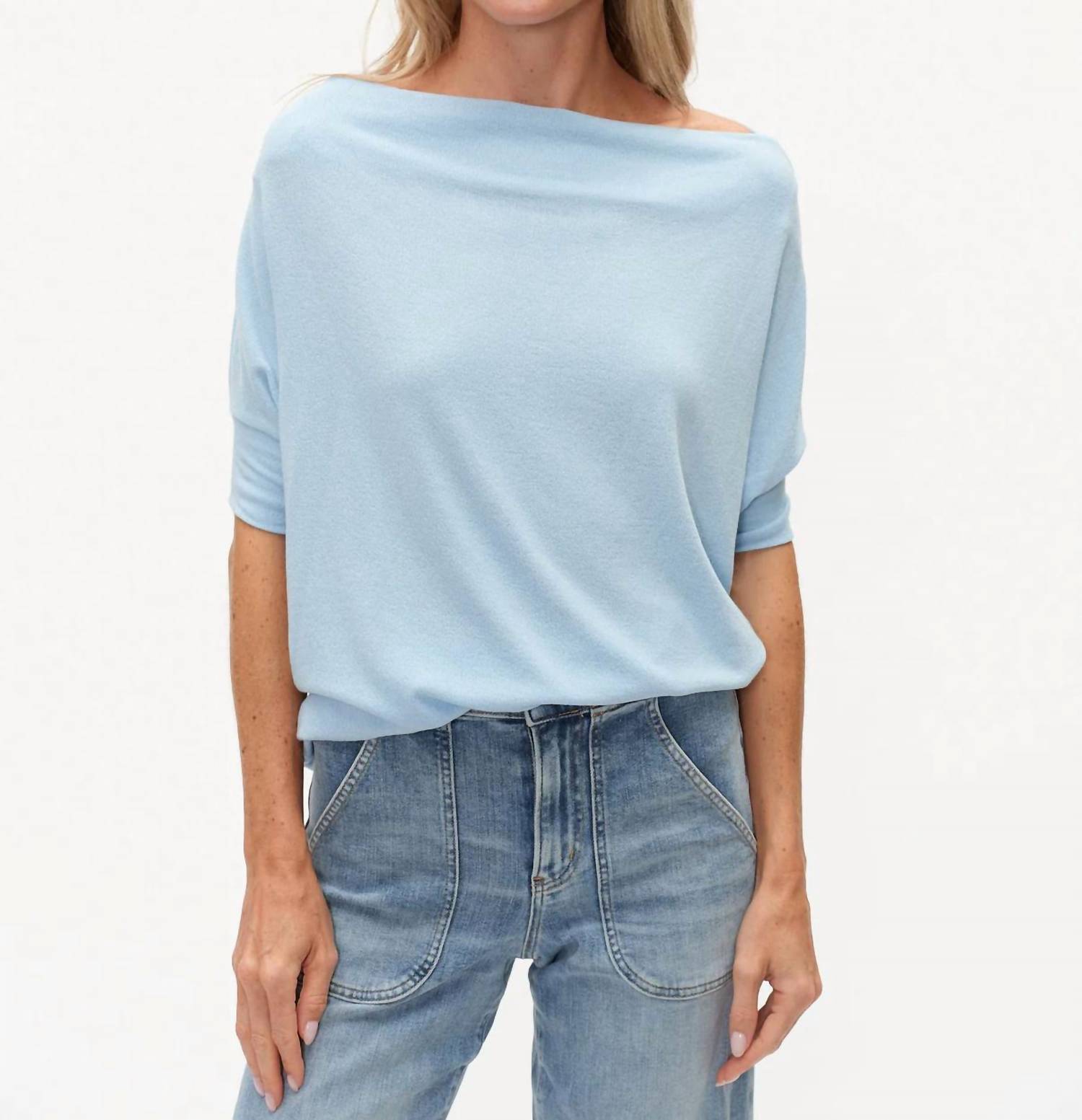 SIX/FIFTY Short Sleeve Anywhere Top in powder blue - women's t-shirt