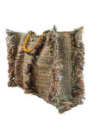 Elektra'S Workshop - Women's Fabric Fringe Boucle Big Tote Bag