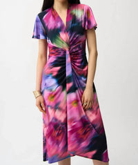 Joseph Ribkoff - Floral Knot Front Midi Dress