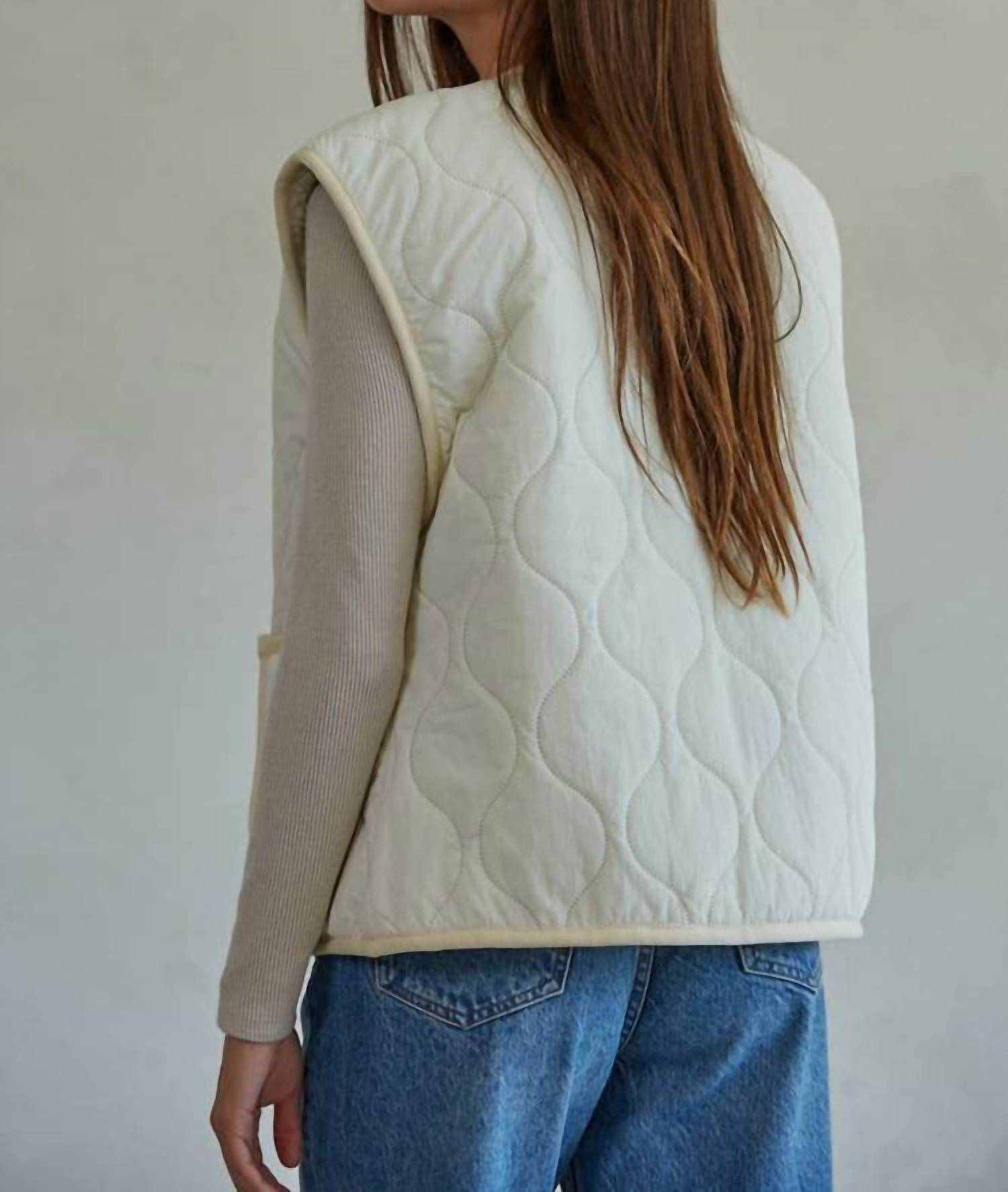 By Together - Woven Quilted Fleece Snap Vest