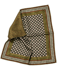 Edward Armah Dots Print Pocket Square Hand Roll in olive - men's scarf
