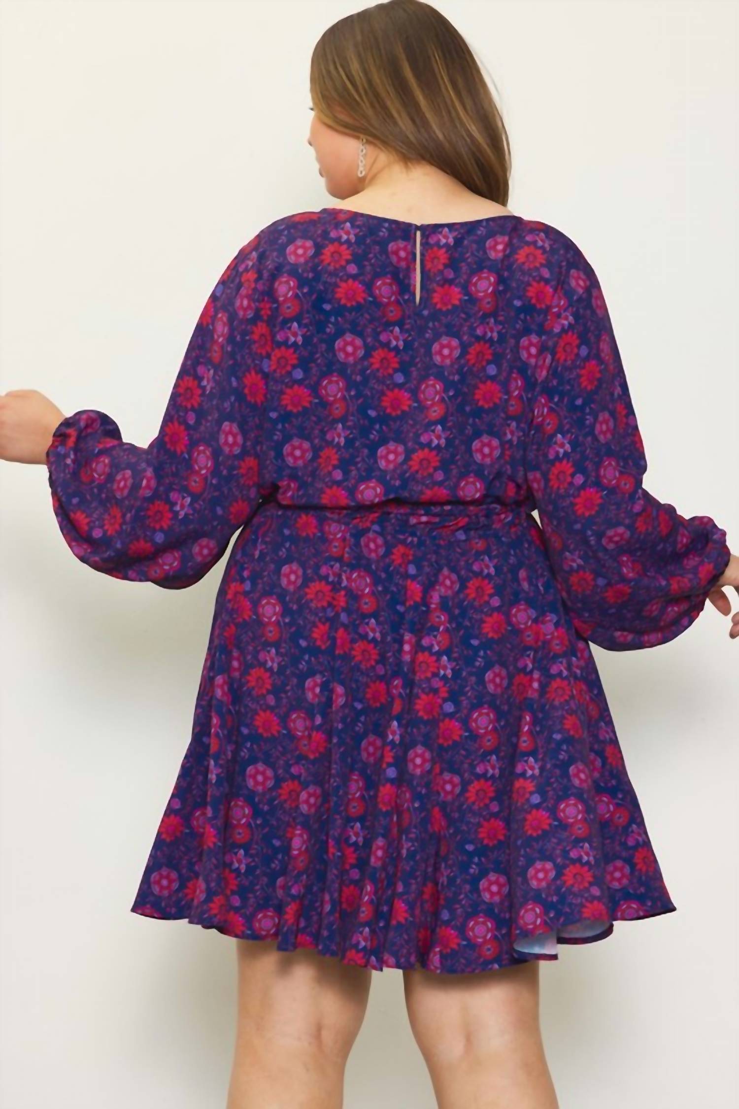 SKIES ARE BLUE On Your Mind Curvy Flare Dress in grape red - women's dress - alternate view