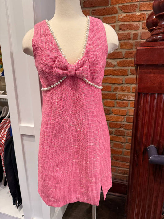 Voy - Pearl Bow Tweed Dress