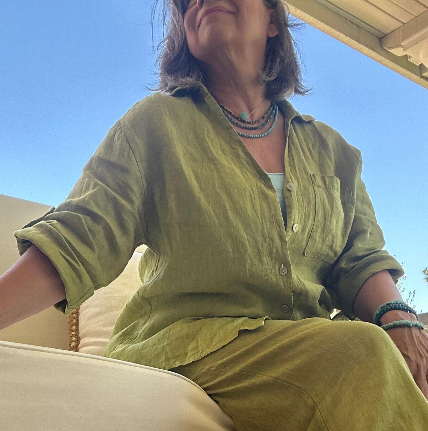 Made In Italy - Classic Button Linen Top