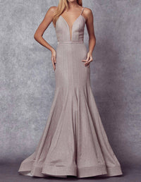 Juliet - Low V-neck Glitter Prom Dress