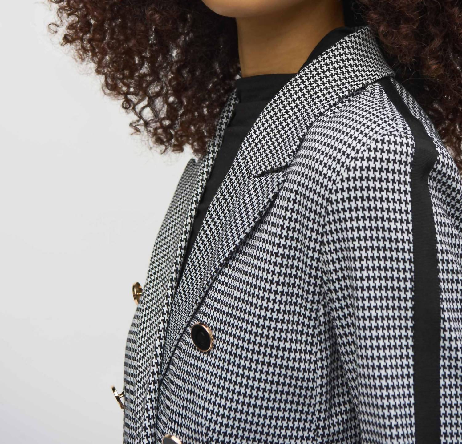 Joseph Ribkoff - Houndstooth Jacquard Knit Fitted Blazer