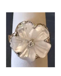 P & K Jewelry Women's Cubic Zirconia Ring in silver mother of pearl - women's jewelry