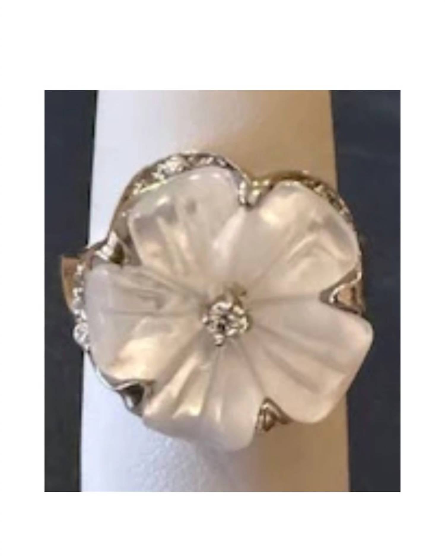 P & K Jewelry Women's Cubic Zirconia Ring in silver mother of pearl - women's jewelry