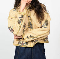 Ivy Jane Lurex Block Print Jacket in camel - women's blouse - detail view