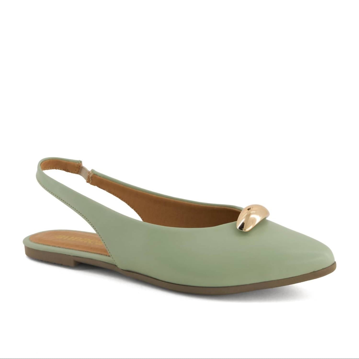 Andrea Women's Pointed Toe Slingback Ballet Flats in green - women's flats