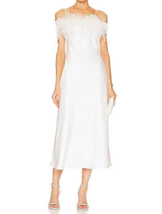 Line And Dot - Kimi Satin Feather Trim Slip Dress