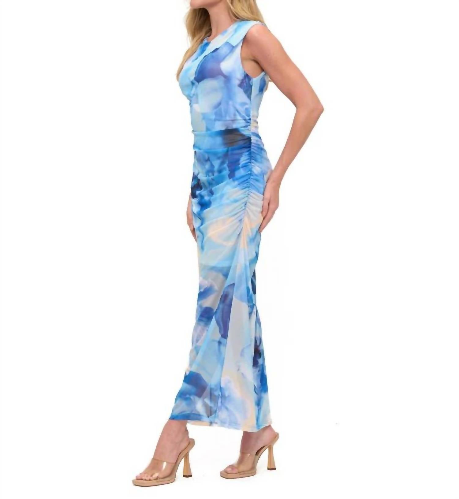 Ariella - Ruched Mesh Midi Dress