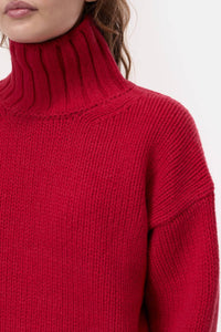 CLOSED Pure Wool Jumper Sweater in chili pepper red - women's sweater - detail view