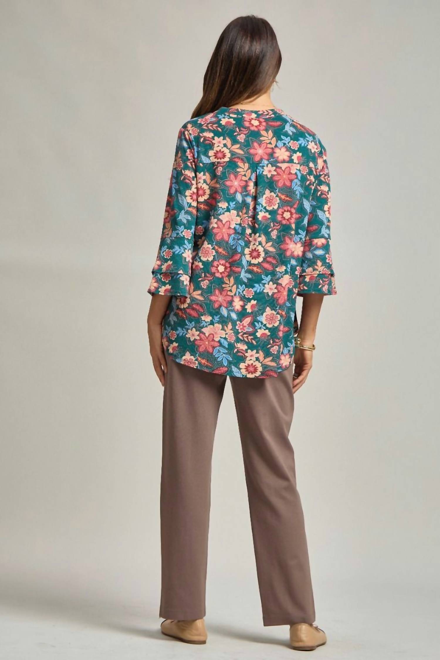 Dear Scarlett - Tiered Bell Sleeve Floral Top