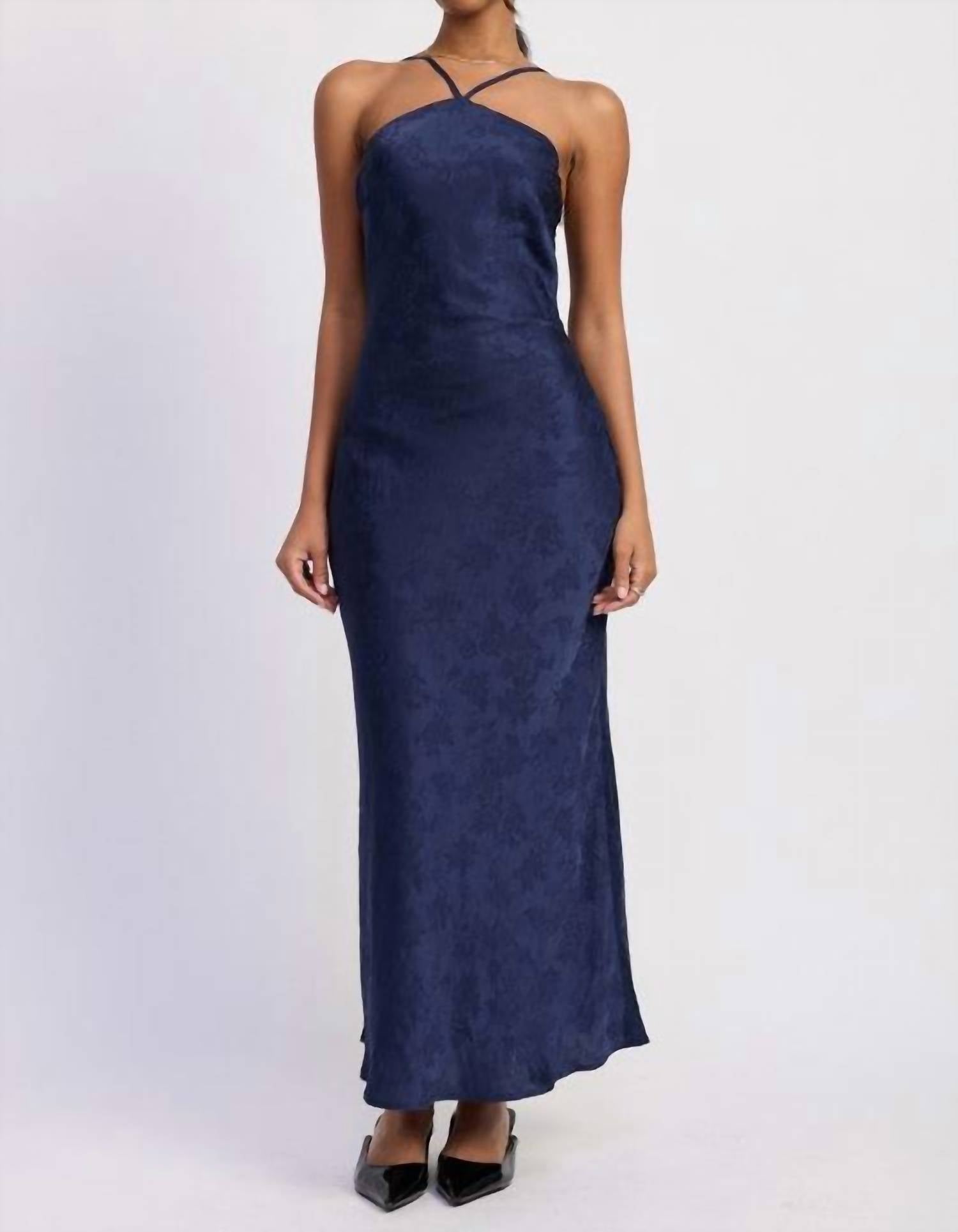 Emory Park - Open Back Satin Halter Midi Dress
